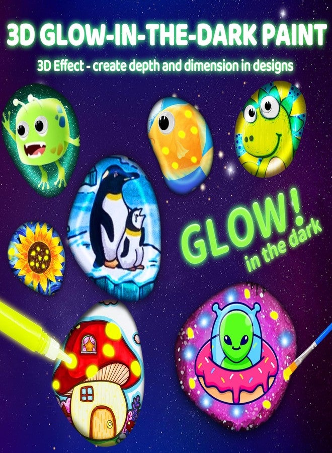 MindPal Kids Rock Painting Kit, 14 Pebbles for Painting - Glow in The Dark Rock Kit - Arts and Crafts for Kids Ages 6-12, Birthday Christmas Gift for Boys and Girls - Image 4